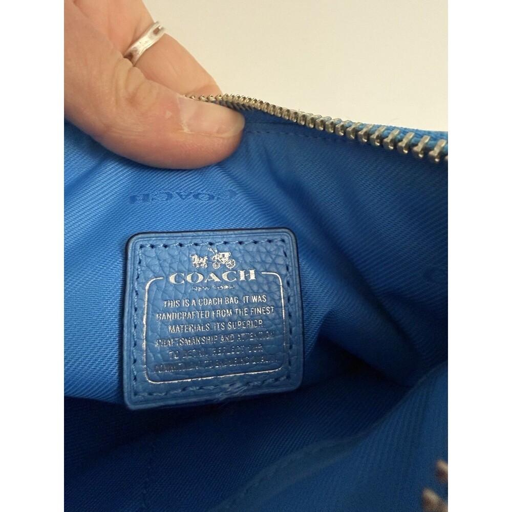 COACH Swingback Blue Crossbody Turn lock Shoulder bag Blue Pebbled Leather Purse - Picture 5 of 8